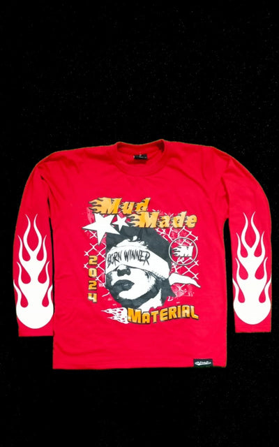 “Born Winner” Long Sleeve Tees [Red]