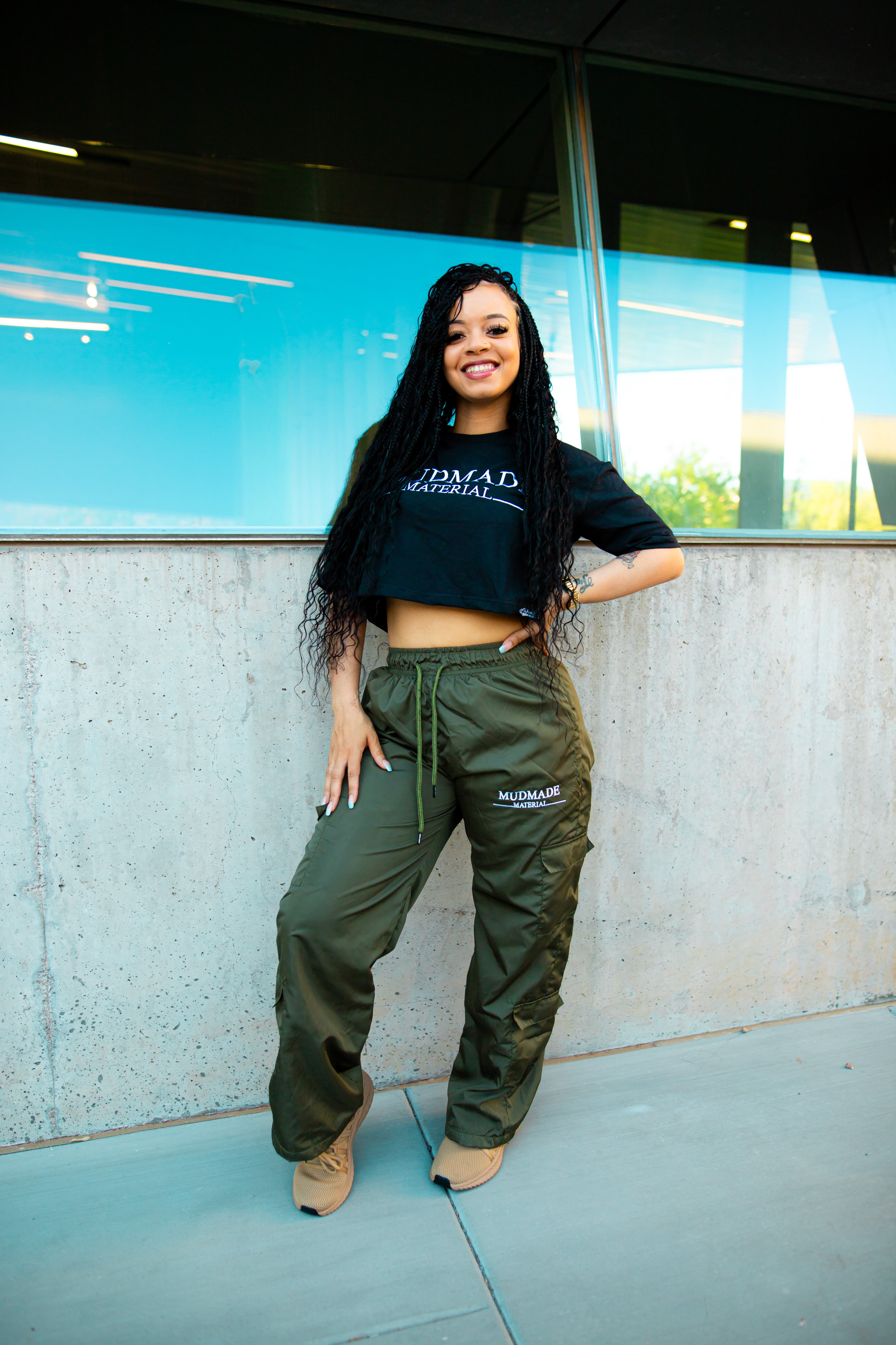 Olive Color Windbreaker cargo pants