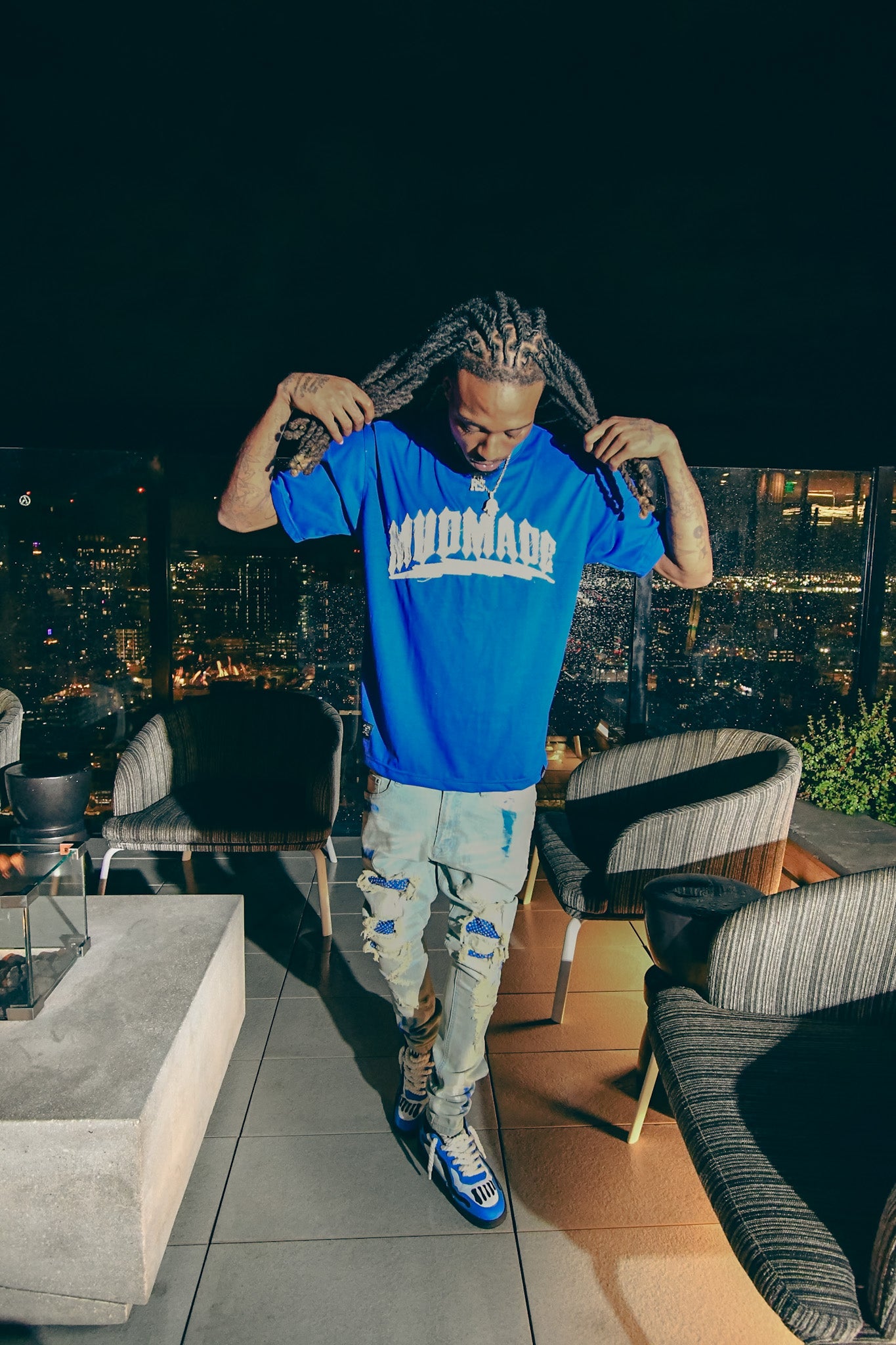 Royal Blue Distressed Tee