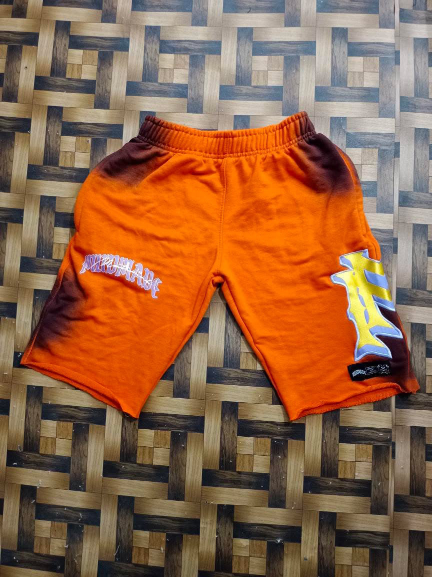 Orange Double M Embroidered Shorts