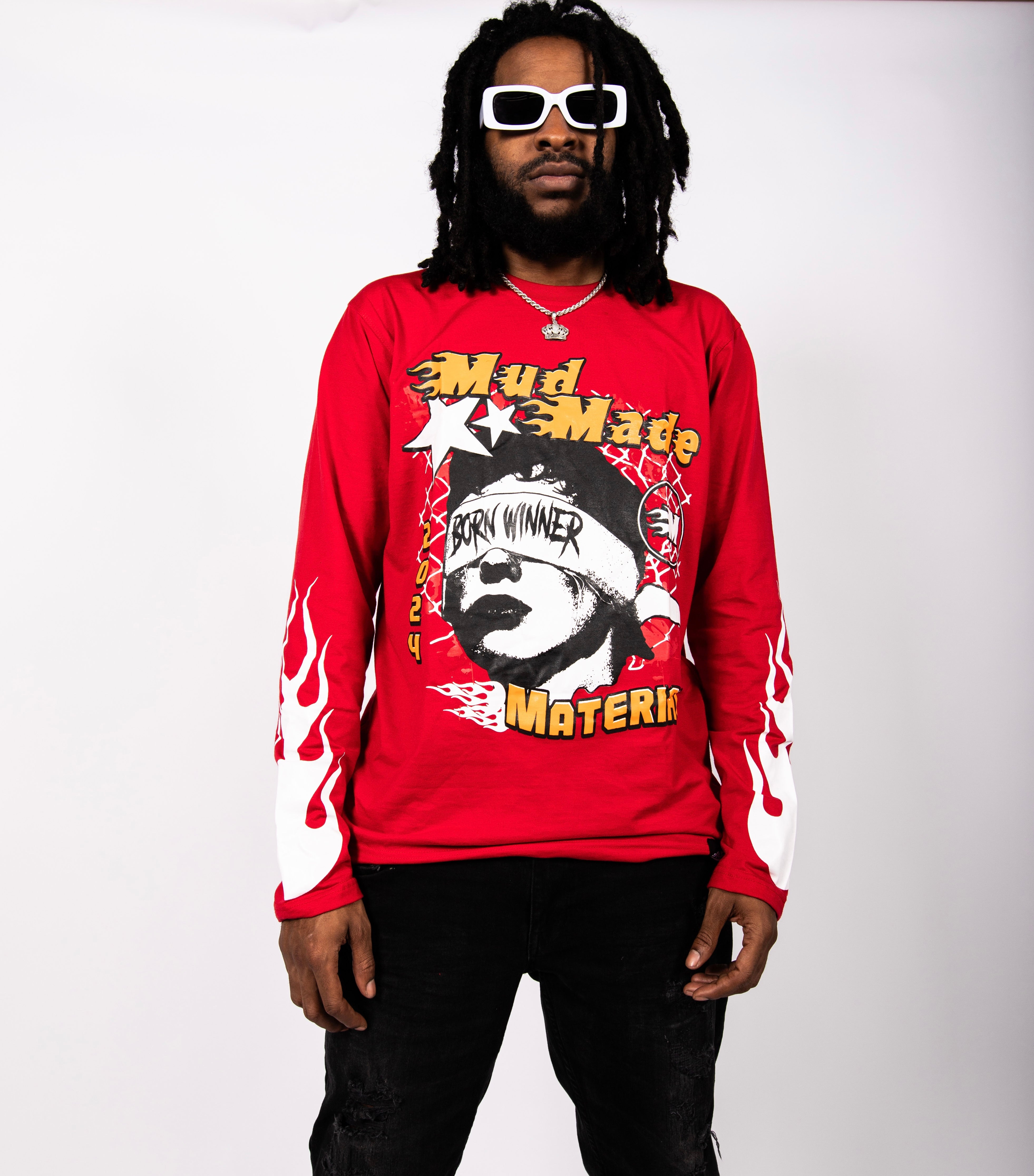 “Born Winner” Long Sleeve Tees [Red]