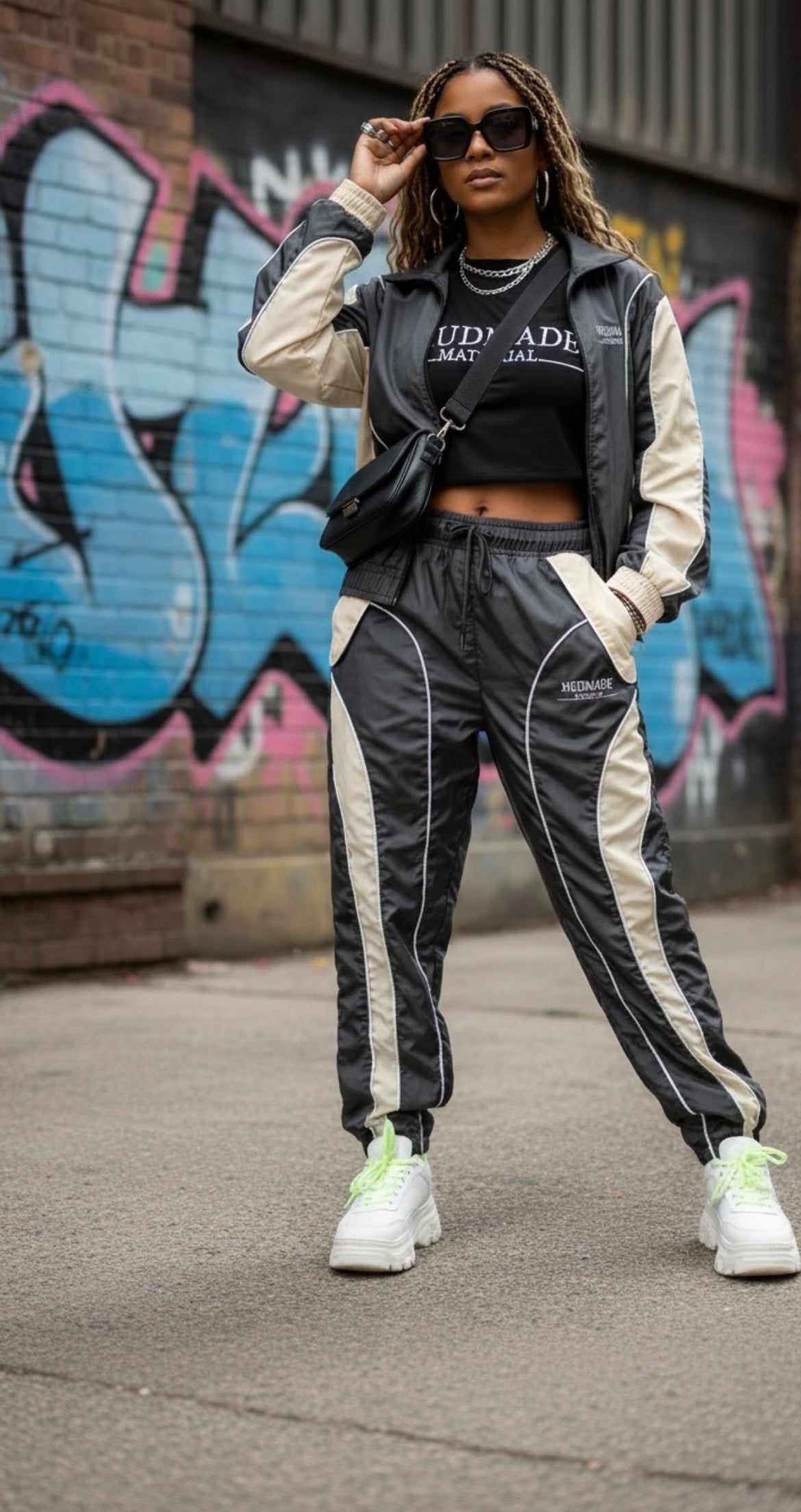 Women’s gray zip up windbreaker set