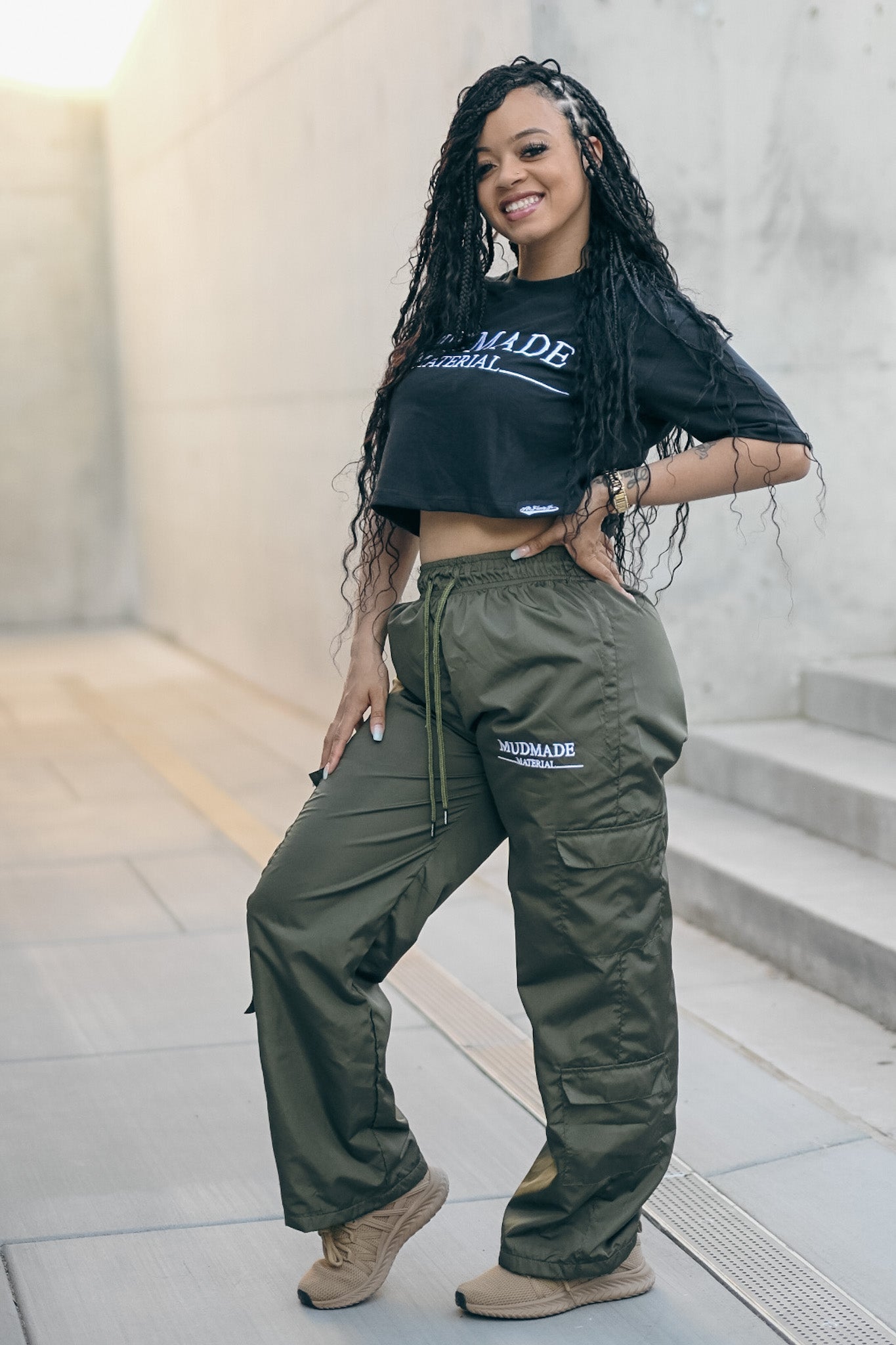 Olive Color Windbreaker cargo pants