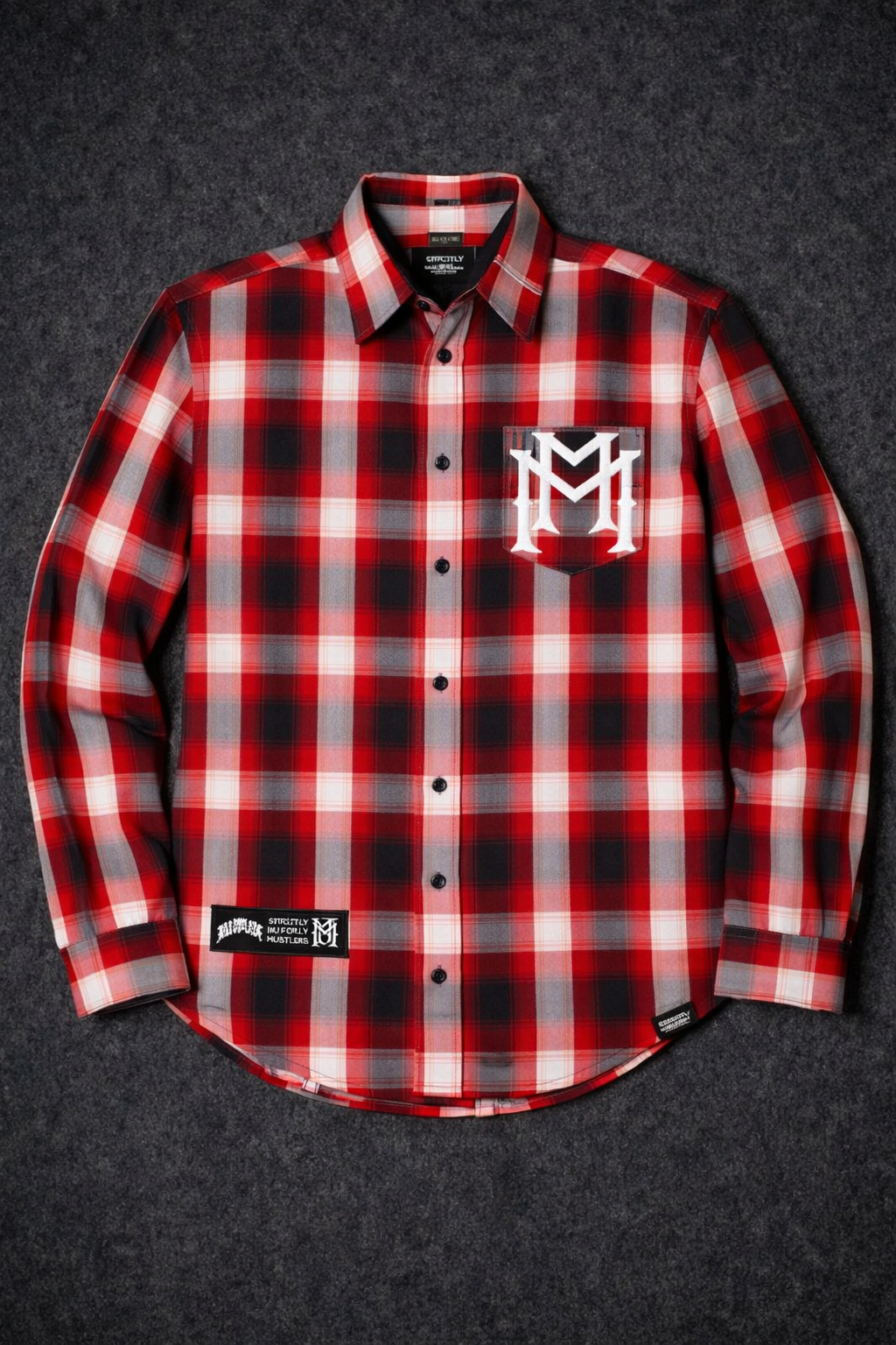 Distressed Double M Flannel Red/Black/White