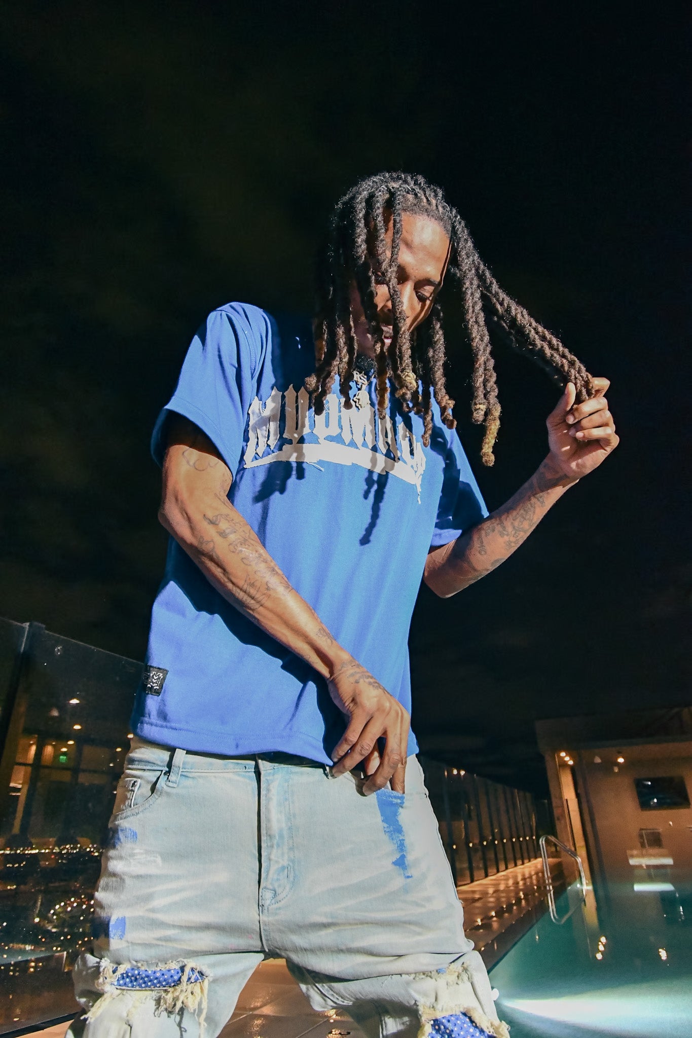 Royal Blue Distressed Tee