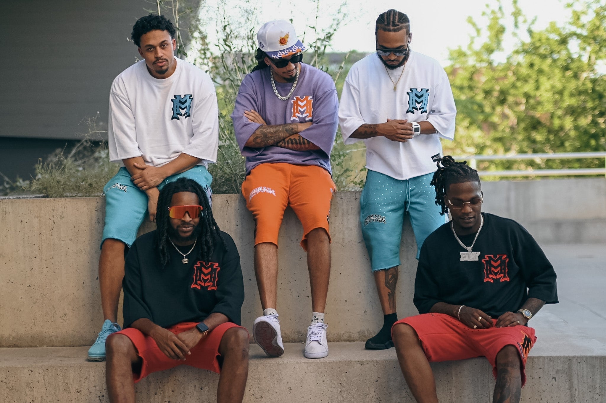 Orange Double M Embroidered Shorts