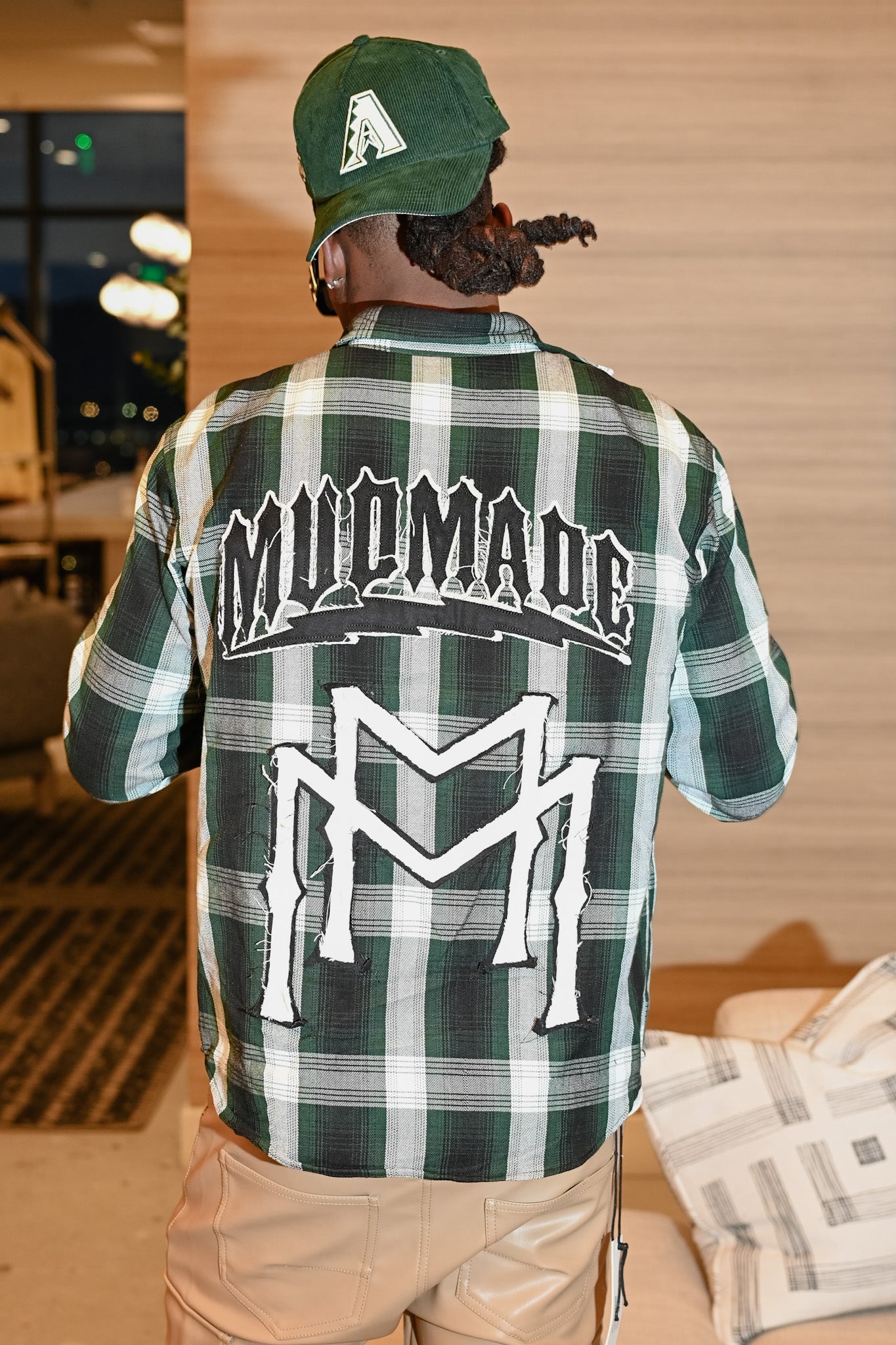 Distressed Double M Flannel Green/Black/White