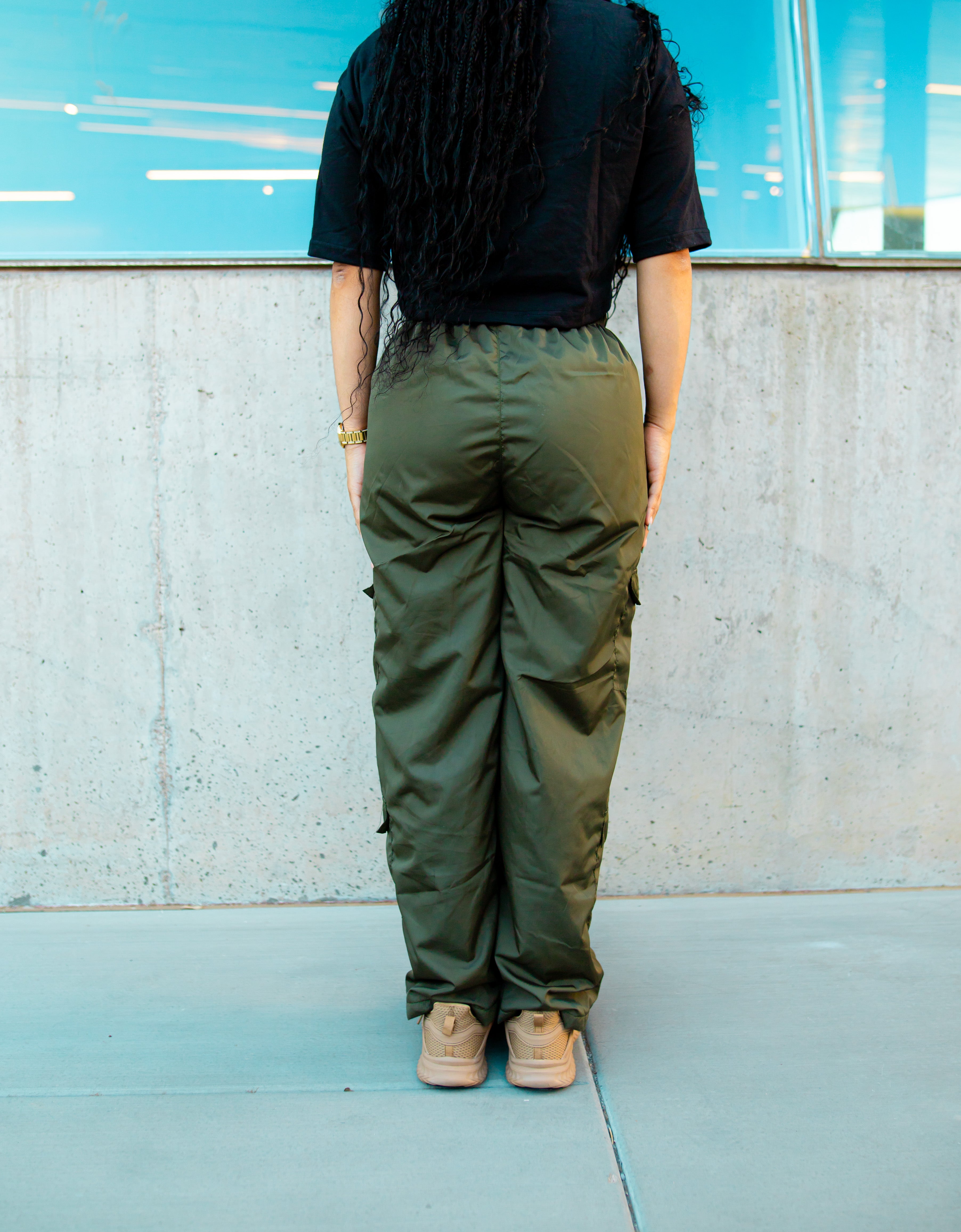 Olive Color Windbreaker cargo pants