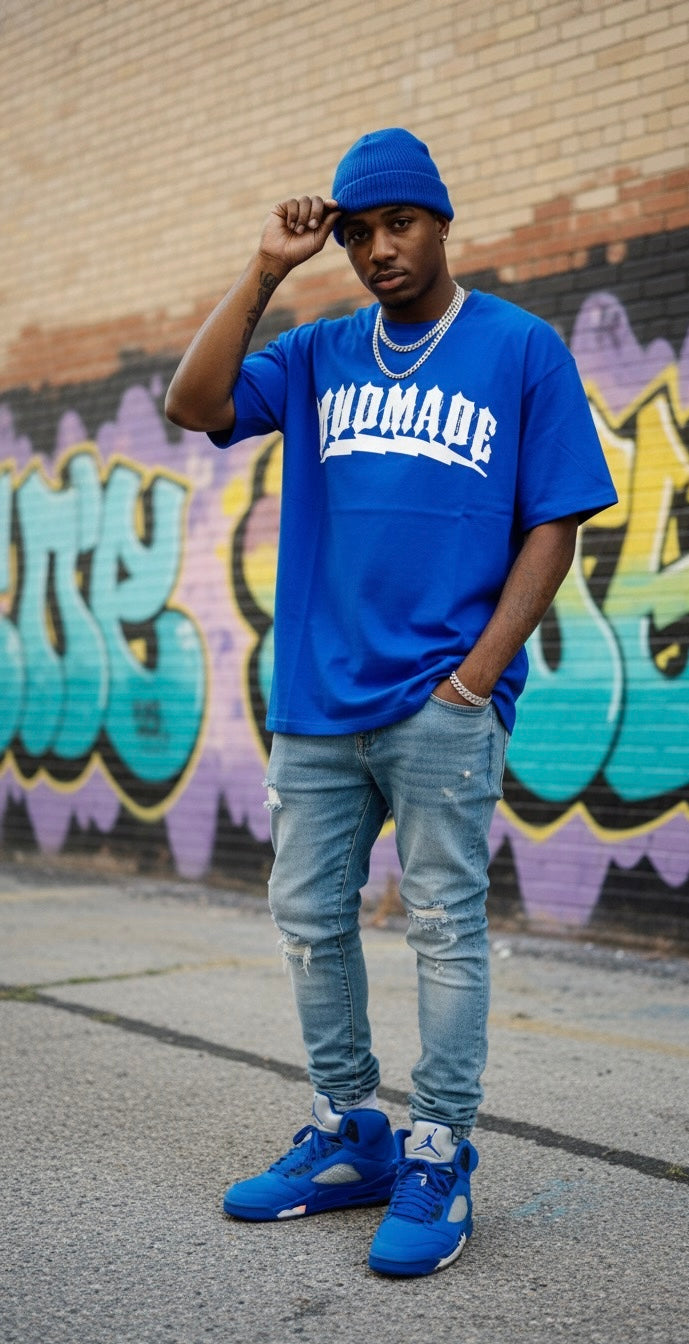 Royal Blue Distressed Tee