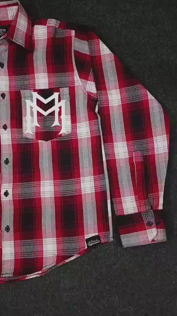 Distressed Double M Flannel Red/Black/White