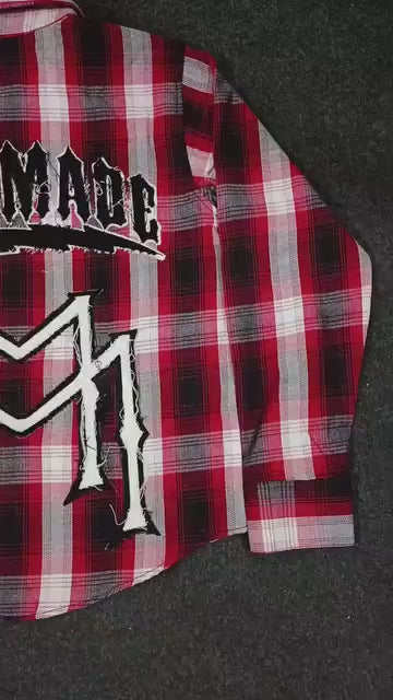 Distressed Double M Flannel Red/Black/White